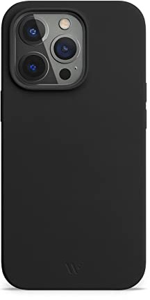 WIIUKA Hülle für iPhone 14 Pro, Softtouch Silikon, Recycelter Kunststoff, extra schlank - Silikonhülle, Premium Handyhülle, Case, Qi, Schwarz