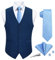 Enlision Blaue Anzugwesten Herren Formale Weste Krawatte Einstecktuch Set Anzugweste für Hochzeit Business Party Westen XL
