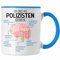Trendation - Polizist Tasse Geschenk Lustiger Spruch Polizisten Gehirn (Blau)