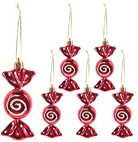 HOMSFOU 6st Weihnachtsbonbon-anhänger Süßigkeiten-girlanden-Ornamente Hängende Weihnachtsdekorationen Süßigkeiten Baumschmuck Weihnachtslutscherverzierung Marionette Plastik Gemalt Büro