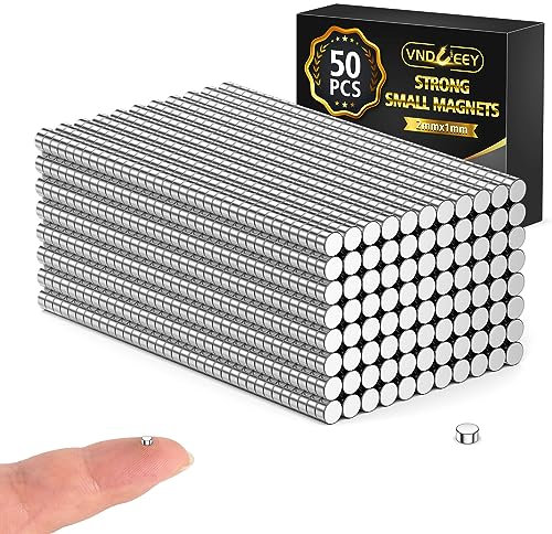 VNDUEEY Magnete Stark, 50 Stück 2x1mm Magnete für Magnettafel, Kühlschrank, Basteln, Magnet Klein für Zuhause, Arbeit, Fotos, Whiteboard