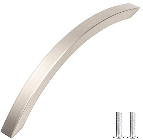 Decoranddecor Slimline Kitchen Door Handles Cabinet Pulls Sleek Design - Smooth Lines 128mm Brushed Chrome