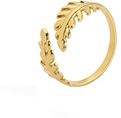 kkjoy Blattring Edelstahl Natur Pflanze Serie Ring Verstellbare Offene Fingerringe Ast Ring Blätter Wrap Fingerring Schmuck für Frauen Mädchen