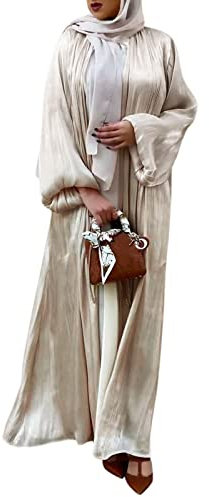 TUQIDEWU Damen Dresses Muslimisches Abaya-Kleid Elegant Einfarbig Strickjacke Muslimisch Lässige Langes Flare Sleeve Kleid Muslimische Robe Große Größen Arabisch Freizeitkleidung Damen Kein Hijab