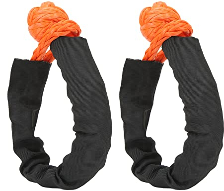 Weiches Schäkel-Bergungsseil, 2 Stück, 9 Mm, 14 Tonnen Zugkraft, Orange, Tragbar, Leicht, Synthetisches Bergungsseil für Bootfahren, Camping, Klettern