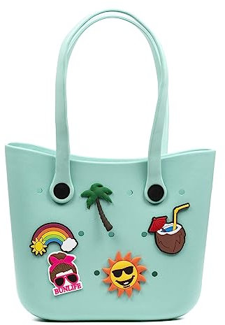 FIRENZE ARTEGIANI Libelulla Shopper Strandtasche, EVA-Schaumstoff, mit langen Griffen, dekorativ, 34 x 10 x 28 cm, Farbe: Mintgrün, Minzgrün, Utility