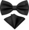 AUSUAYA Herren Fliege Einstecktuch Set, Unisex Design Fliege und Taschentuch für Hochzeit oder Business Formal Tuxedo M-B-T6 (Schwarz)