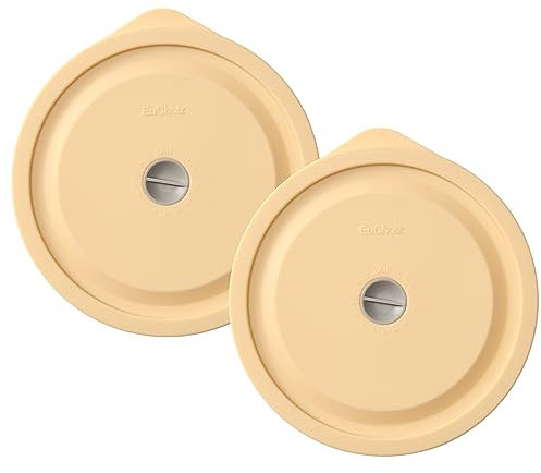 Replacement Lids for Pyrex 7402-PC 7 Cup, Silicone Round Storage Cover Lid for Anchor Hocking Glass Bowl 2 Pack with Date Mark Beige