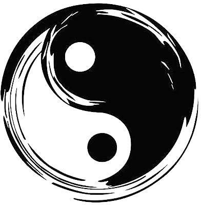 HUANYIN Yin Yang Wandtattoo Taoist Vinyl Wandtattoo Floral Balance Geschenk Yin Yang Taoist Wandtattoo Fensteraufkleber Heimdekoration, 42x42cm