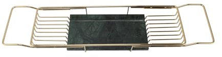 Bathtub Caddy Tray with Extending Sides for Shower Storage (Gold Green)