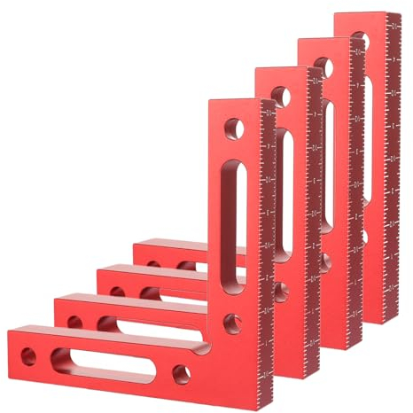 4 Stück Winkelspanner 120 x 120mm Positionierwinkel Klemme 90 Grad Winkel-Klemme Aluminiumlegierung Rechtwinkliges Winkelspanner 90 Grad Rot L-Typ Eckklemme für Bilderrahmen, Boxen, Schränke
