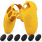 PlayVital Funda de Silicona Antideslizante para ps5 Edge - Carcasa Protectora con 6 Tapas de Joysticks, Cubierta de Goma Tacto Suave, Protector de Mando, Diseño 3D Tachonado (Amarillo)
