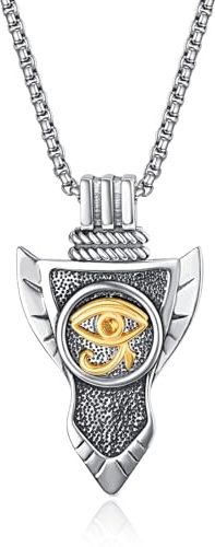 KINGWHYTE Auge des Horus Halskette 925 Sterling Silber Pfeil Anhänger Ägyptischer Schutzschmuck für Männer Frauen
