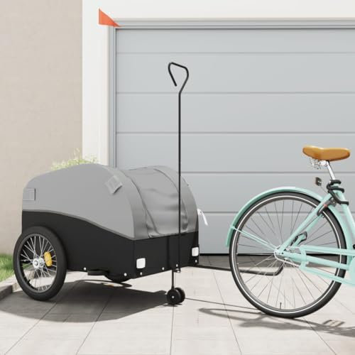 AUVYI Anhänger Fahrrad-Lastenanhänger aus Eisen Modern Möbelbau Vielseitige Fahrradanhänger für den Transport Schwerer Güter Praktisches Design Robuste und Langlebige Schwarz und Grau 126x63x63 cm