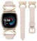 TOYOUTHS Lederarmband kompatibel mit Fibit Versa 4/Versa 3/Sense 2/Sense Armband Damen, Schlank Elegant Dressy Armbänder mit C-förmiger Schnalle für Versa 4 3 Sense 2, Polarstern/Champagne Gold