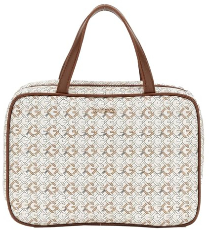 GUESS Kosmetiktasche Travel Case Beige Multi hellgrau