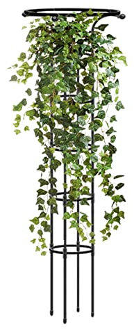 EliteKoopers 180cm Metal Umbrella Trellis Tower Frame Plant Support Climbing For Garden, Outdoor Vines, Tomatoes Plant Trellis etc. (1Pcs Black)