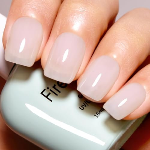Firedeep Jelly White Gel Nail Polish, Nude Milky White Gel Polish UV Soak Off Translucent Milky White Nail Polish für French Manicure DIY at Home 0.54 Fl Oz