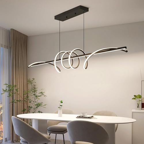 LYSDjia Hängeleuchte Moderner Deckenleuchter aus Acryl flimmerfreie Pendelleuchte mit Fernbedienung dimmbar 3 Farbmodi und Helligkeit (warmes kühles neutrales Licht) für Küchen- und Bar Kronleuchter(B