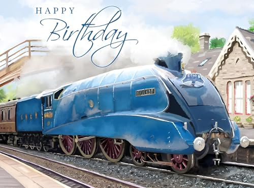 Geburtstagskarte für Männer für Ihn – Allgemeine Karte für Männer – Stockenten-Dampfzug – traditionelles künstlerisches Eisenbahn-Design – hergestellt in Großbritannien – umweltfreundlich