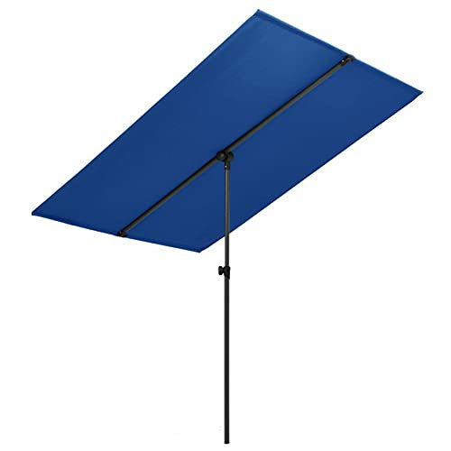 Homgoday Sonnenschirm für den Außenbereich, mit Aluminiumstange, 2 x 1,5 m, Hellblau, azure blue, 200 x 150 cm