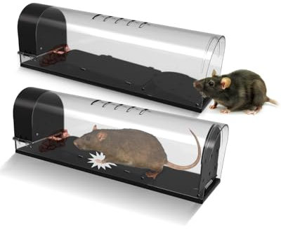 Mouse Trap, 2 Pack Humane Mouse Traps for Indoors That Work, Catch and Release Mice Trap No Kill, High Sensitive Mouse Traps for Mice, Rodent, Live Mouse Traps for Kitchen, Farm, Shop