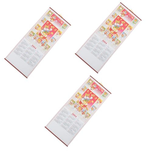 STOBOK 3stücke Hängender Wandkalender Mit Traditionellem Design Dekorativer Kalender Für Büro Und Zuhause Imitation Vinyldesign Mit Klaren Farben Für Neujahrsdekoration