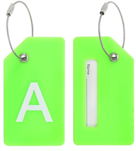 PATIKIL 2 Stück Kofferanhänger Flugreise Koffer Namensanhänger Tags mit Namensschild Adressschild Datenschutz Silkon Gepäckanhänger für Kreuzfahrten Reisetasche, Grün Buchstabe A