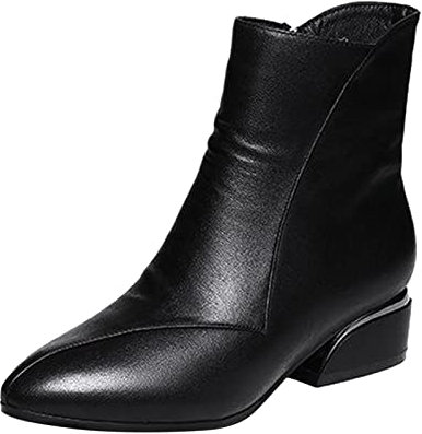 Generico Stivali Polpaccio XXL Stivali per Polpacci Grossi Donna Tinta Unita Comodi Tacchi Quadrati Cerniera Stivaletti Corti Scarpe a Punta Stivali Donna Ginocchio Stivaletti Donna Alti (Black, 37)