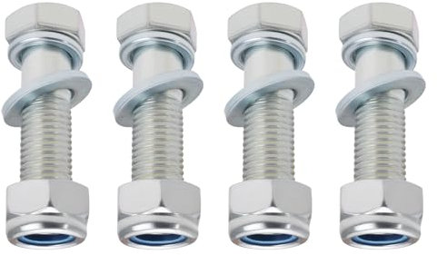 YINETTECH 4 bulloni per gancio di traino, M16 x 60 mm, con dado a molla rondella piatta, per l'uso con flangia standard, gancio di traino, bulloni argentati