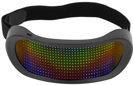 LED Leuchtbrille, 4 Modi, Cyberpunk LED Visierbrille, APP Steuerung, BT, Vollfarbig, Rahmenlose Leuchtbrille für Halloween, Cosplay, Party, Bar, Geburtstag, Erwachsene