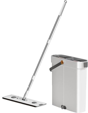 Juego de fregona y fregona, Suelo de mopa y Cubo, de mopa, Ajustable y Giratorio, de Microfibra Ajustable y Giratorio, con Almohadillas de Microfibra y Gamuza para Limpieza efectiva