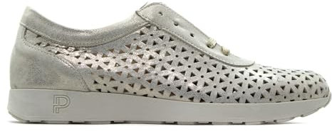 PITILLOS - Zapato Deportivo Casual,Sneakers con Cordones,Zapatillas de Rejilla,Piel,caladas, para: Mujer Color: Oro Talla:41