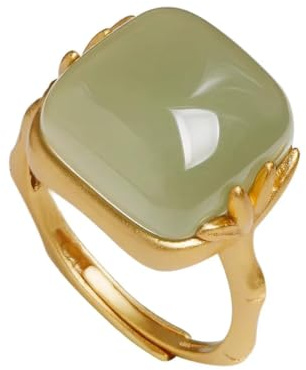 Ring Ringe Damen Bijouterie Herren Hotan Jade Geometrische Ring Für Frauen Mädchen Einstellbare Retro Zarte Schmuck Geburtstag