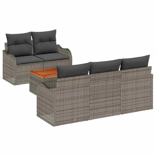 vidaXL Garten-Sofa-Set mit Kissen 6 pcs Grau 55 x 55 x 37 cm, Garten Lounge Set, modulares Sofa, Rattan Möbel, Outdoor Sitzmöbel, Flexibles Sitzen, Terrassenaufstellung