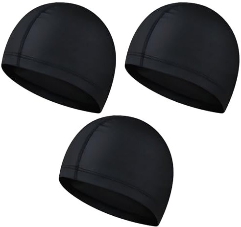 wilcractk Cuffia Piscina Neonato Set 3 Pezzi in Tessuto Nero Elastico Resistente per Bambino Bambina Donna e Adulti Perfetta per Nuoto e Attività Acquatiche Sicure e Confortevoli