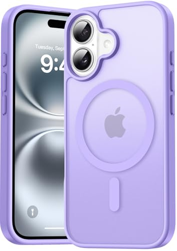Natiiozie for iPhone 16 Case Compatible with MagSafe, Light Purple | Military Grade Shockproof Magnetic Case Anti-Scratch Slim Translucent Matte PC Back Phone Case for iPhone 16