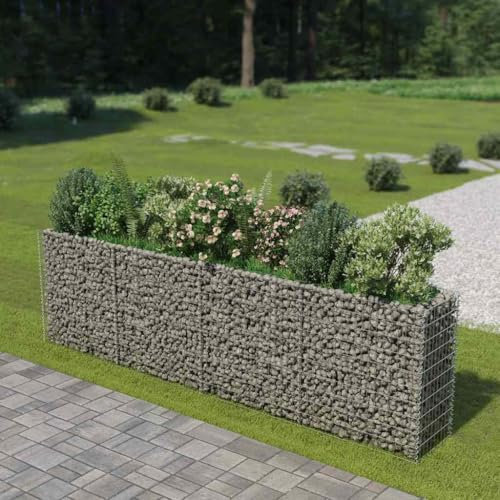 GCHDHAPB Gabion Hochbeet Verzinkter Stahl 360x50x100 cm Haus & Garten Rasen & Garten Gartenarbeit Töpfe & Pflanzgefäße