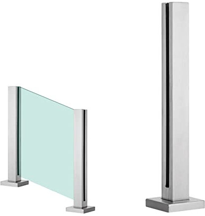 Système de garde-corps en verre en acier inoxydable pour escaliers, balcon, terrasse et jardin – Balustrade intérieur/extérieur avec vis – Solution de sécurité pour poteaux de clôture en verre