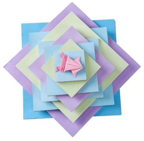 Tofficu 500 Stück Buntes Papier Farben Quadratische Origami Bastelpapiere für Kindergarten DIY Falten und Kreative Handarbeit