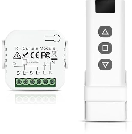 Set di comando radio per avvolgibili, set di interruttori radio per avvolgibili con telecomando RF e modulo ricevitore, interruttore radio per avvolgibili, persiane e tende da sole, fino a 100 m di