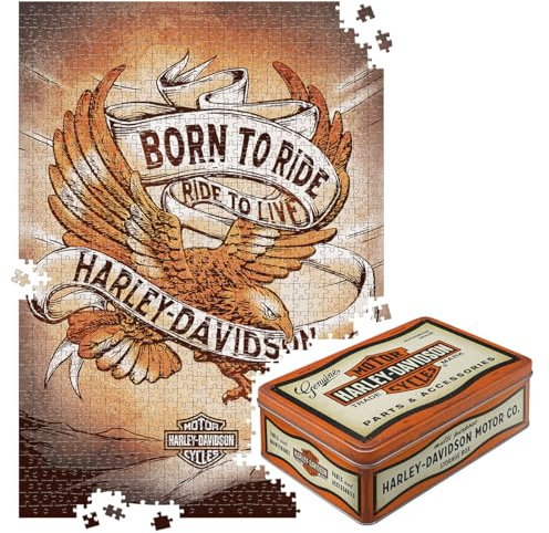 Nostalgic Art Retro Jigsaw Puzzles 1000 Pieces, 68x48cm, Harley-Davidson - Accessories - Gift Idea for Bikers, Original Licensed Product (OLP), for Adults, in Vintage Metal Tin