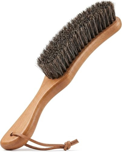 Reinigungsbürste für Brotgärkörbe, Arbeitsplatten und Gärkörbe, Pferdehaarbürste zum Reinigen von Mehl, Naturholzgriff, fusselfreie Borsten, Loch zum Aufhängen, Handbesen für Bäcker