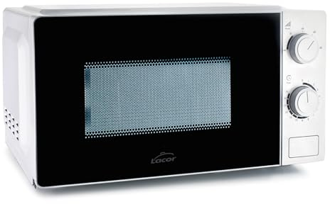 Lacor - 69480 - Luno Mikrowelle, 20 L, 700 W Leistung, Analoges Panel Mit Abtaufunktion, 24,5 cm Drehteller, Elegantes Design, Schnelle Und Gleichmäßige Erwärmung
