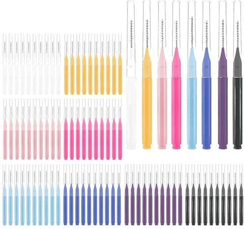 Saituo Home 80 Stück Augenbrauen Bürste, 8 Farben Micro Wimpernbürstchen | Tragbare Wimpernbürste mit Kappe, Wimpernverlängerungswerkzeuge Augenbrauen und Wimpernlifting Werkzeuge, Make Up Tools