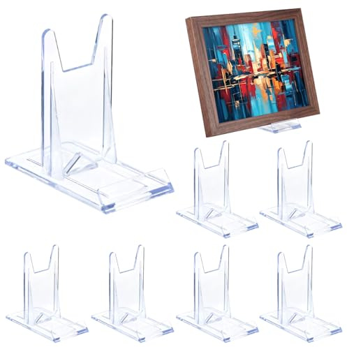 QWORK® 8 Stück Verstellbare Acryl Tellerständer (11cm), Transparente Kunststoff Aufsteller für Bücher, Geschirr, Mobiltelefone & Deko