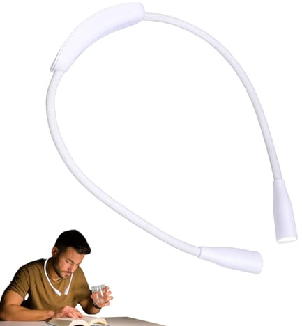 Lampe tour de cou – Éclairage LED doux, bras pliables, rechargeable par USB, légère, mains libres, lecture agréable pour les yeux | Veilleuse multifonction pour tricot, artisanat, réparation, camping