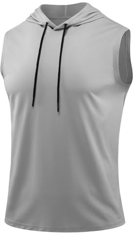 X-thud Men Sleeveless Quick Dry Hoodies Vest Workout Athletic Gym Fitness Hood Shirts