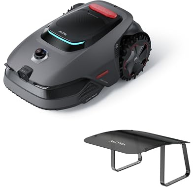 Ensemble Tondeuse à Gazon et Garage MOVA LiDAX Ultra 1200 sans Fil périphérique, sans RTK et création Automatique de Carte Via LiDAR 3D avec Vision à 360° et IA