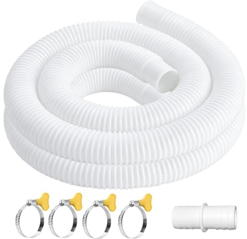 Swimming Pool Pump Replacement Hose, 2 Pack with 4 Metal Clamps